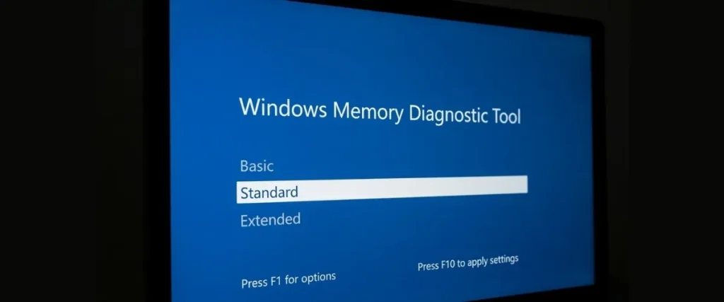 windows memory diagnostic tool test mode selection